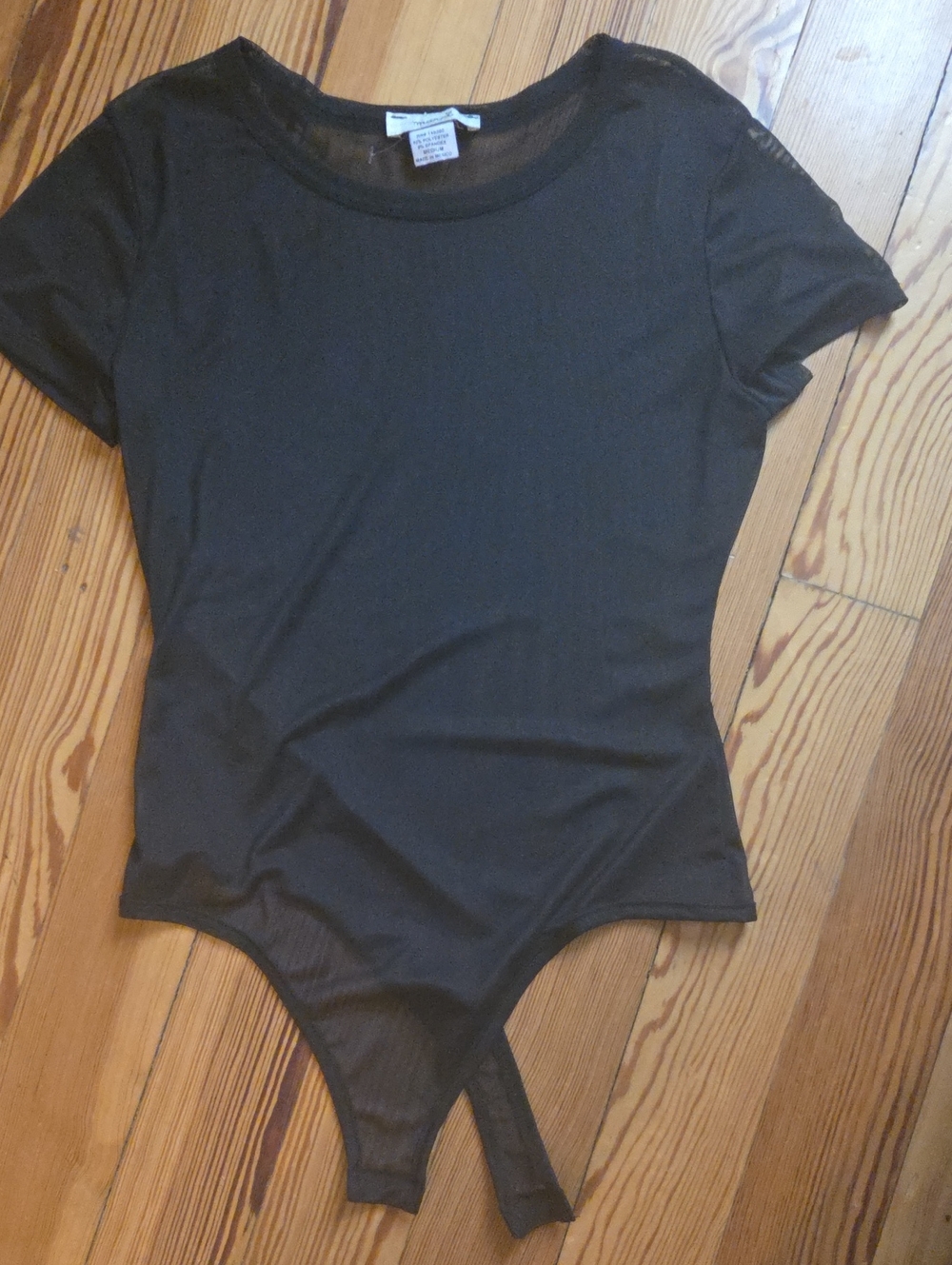 Classic Black Short-Sleeve Bodysuit with Crew Neck
